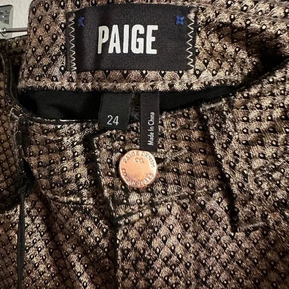 PAIGE DENIM Metallic Snake Gold Skinny Pant $128 SIZE 24 WOMEN'S 0 00 Alt Emo - Picture 6 of 6